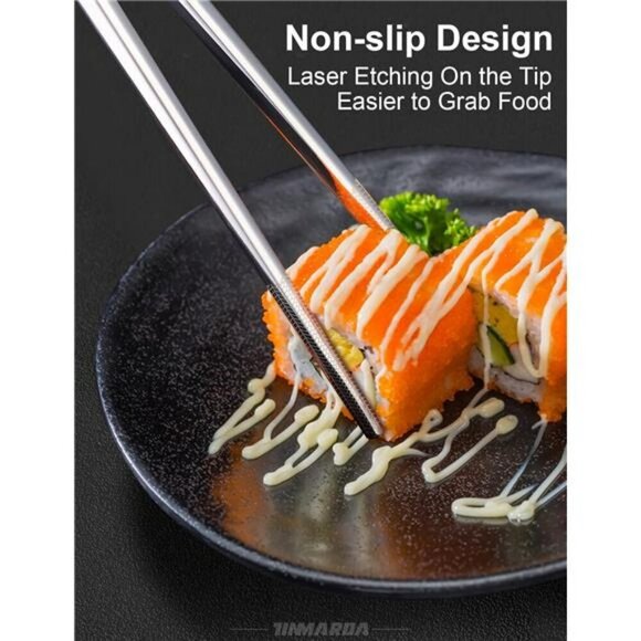 Stainless Steel Chopsticks Set Reusable Non Slip Dishwasher Safe 5 Pairs - Picture 5 of 7